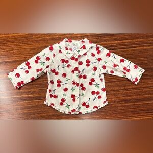 Vintage Gymboree 2001 cherries Peter Pan collar button up shirt large 5 EUC